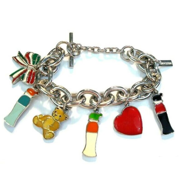 Moschino Vintage Charm Bracelet Heart Bear Bow - Picture 1 of 4